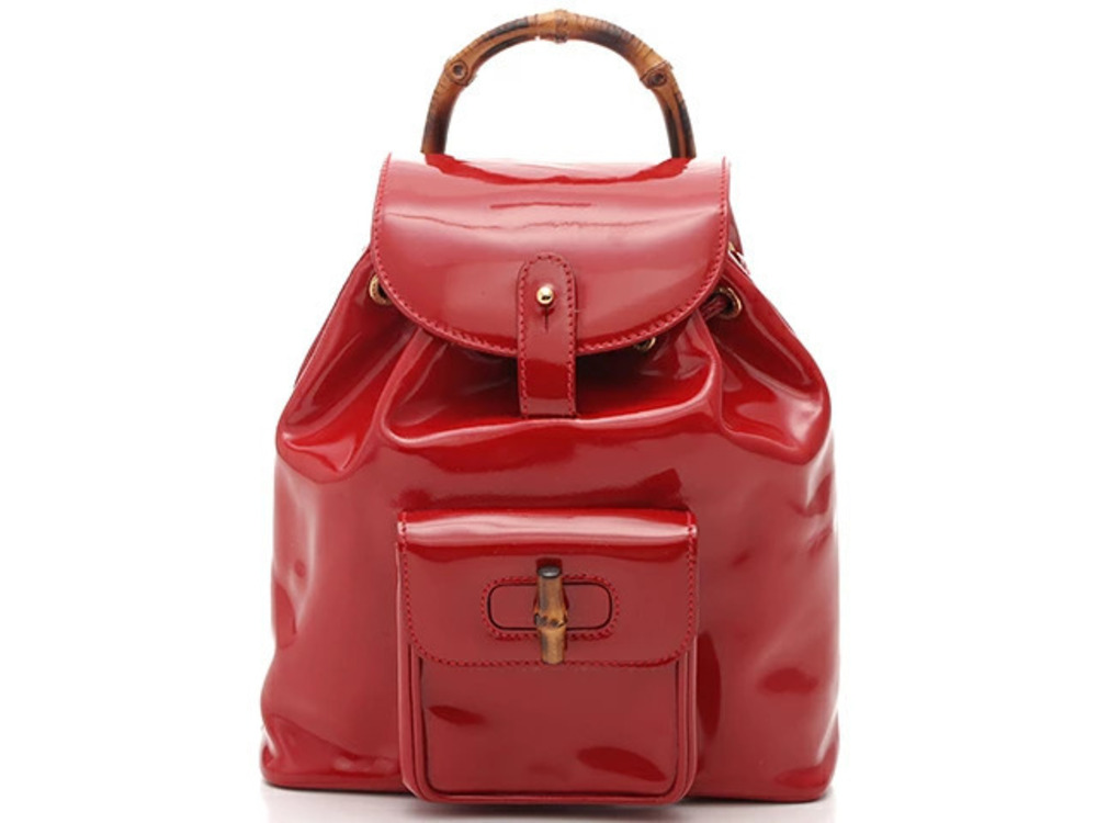 Gucci Backpack Rucksack Daybag Patent Vernis Leather Red
